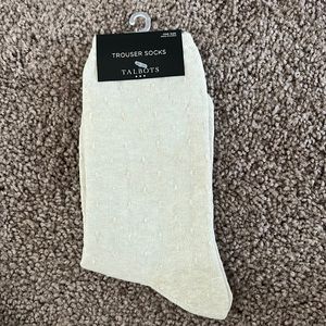 NWT Talbots trouser socks one size cream with dot pattern